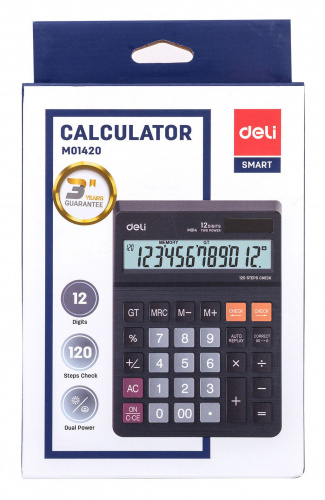 Купить Калькулятор настольный Deli EM01420 черный 12-разр. в Липецке фото 5