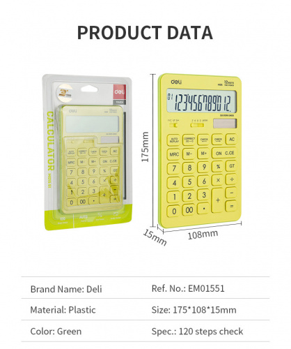 Купить Калькулятор настольный Deli Touch EM01551 желтый 12-разр. в Липецке фото 10