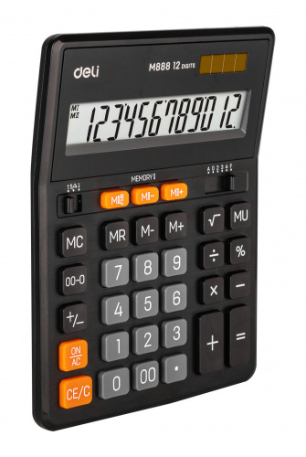 Купить Калькулятор настольный Deli EM888 черный 12-разр. в Липецке фото 2