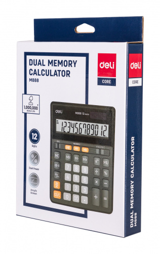 Купить Калькулятор настольный Deli EM888 черный 12-разр. в Липецке фото 5