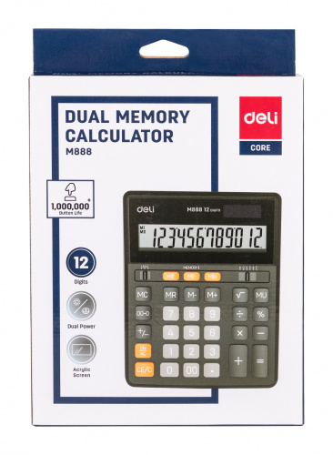 Купить Калькулятор настольный Deli EM888 черный 12-разр. в Липецке фото 6