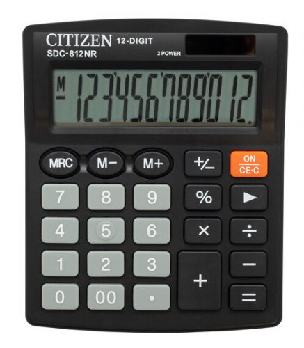 Купить Калькулятор бухгалтерский Citizen SDC-812NR черный 12-разр. в Липецке