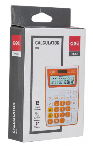 Купить Калькулятор настольный Deli E1122/OR оранжевый 12-разр. в Липецке фото 5