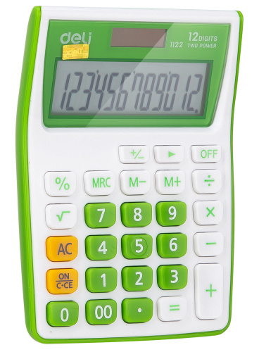 Купить Калькулятор настольный Deli E1122/GRN зеленый 12-разр. в Липецке фото 2