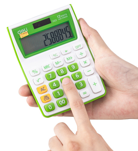 Купить Калькулятор настольный Deli E1122/GRN зеленый 12-разр. в Липецке фото 4