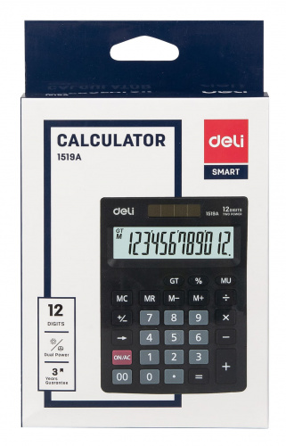 Купить Калькулятор настольный Deli E1519A черный 12-разр. в Липецке фото 3
