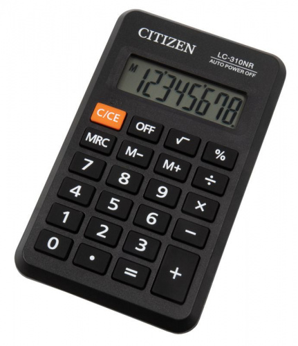 Купить Калькулятор карманный Citizen LC-310NR, 8 разрядов, питание от батарейки, 69*114*14мм, черный в Липецке фото 2