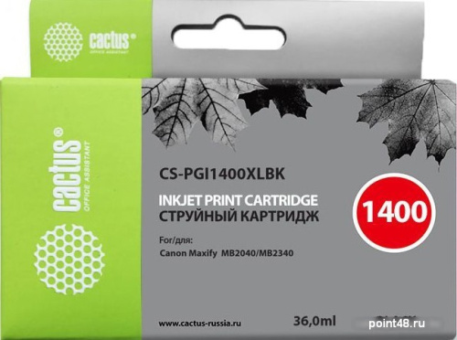 Купить Картридж совм. Cactus PGI1400XLBK черный для Canon MB2050/MB2350/MB2040/MB2340 (36мл) в Липецке