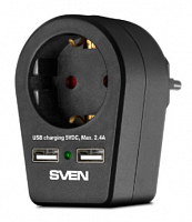 Купить Сетевой фильтр SVEN SF-S1U (16A,1 евро розетка,2 USB) черный, блистер в Липецке