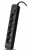 Купить Сетевой фильтр SVEN SF-05LU 3.0 м (5 евро розеток,2*USB(2,4А)) черный, цветная коробка в Липецке