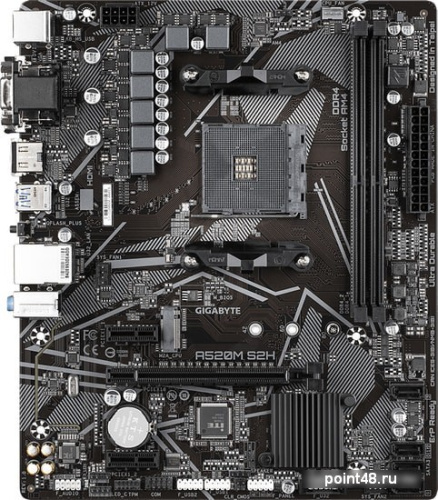 Материнская плата Gigabyte A520M S2H Soc-AM4 AMD A520 2xDDR4 mATX AC`97 8ch(7.1) GbLAN RAID+VGA+DVI+HDMI