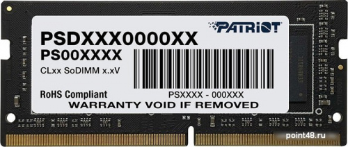 Память DDR4 4Gb 2666MHz Patriot PSD44G266681S RTL PC4-21300 CL19 SO-DIMM 260-pin 1.2В single rank
