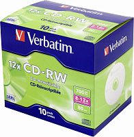 Купить Диск CD-RW Verbatim 700Mb 12x Jewel case (10шт) (43148) в Липецке