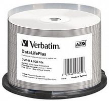 Купить Диск DVD-R Verbatim 4.7Gb 16x Cake Box (50шт) Printable (43744) в Липецке
