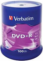 Купить Диск DVD+R Verbatim 4.7Gb 16x Cake Box (100шт) (43551) в Липецке