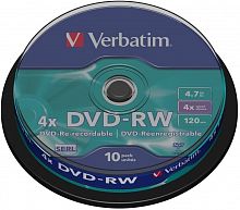Купить Диск DVD-RW Verbatim 4.7Gb 4x Cake Box (10шт) (43552) в Липецке