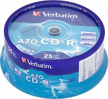 Купить Диск CD-R Verbatim 700Mb 52x Cake Box (25шт) (43352) в Липецке