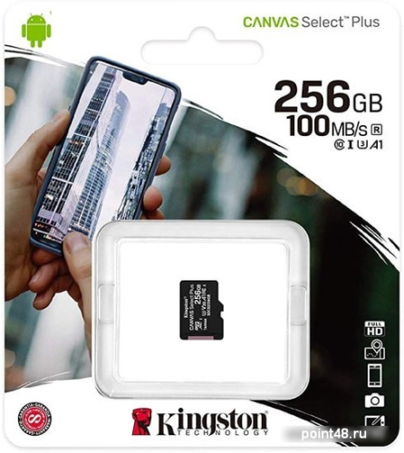 Купить Флеш карта microSDXC 256Gb Kingston SDCS2/256GB Canvas Select Plus + adapter в Липецке фото 3