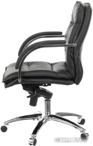 Кресло руководителя Бюрократ T-9927SL-LOW/BLACK низкая спинка черный кожа крестовина хром фото 2