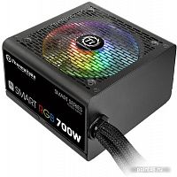 Блок питания Thermaltake ATX 700W Smart RGB 600 80+ (24+4+4pin) APFC 140mm fan 5xSATA Cab Manag RTL