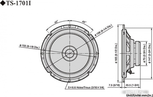 Колонки автомобильные PIONEER TS-1701I, коаксиальные, 170Вт в Липецке от магазина Point48 фото 2