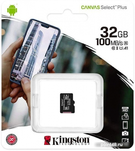 Купить Флеш карта microSDHC 32Gb Class10 Kingston SDCS2/32GBSP CanvSelect Plus w/o adapter в Липецке фото 3