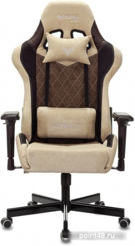 Кресло игровое Zombie VIKING 7 KNIGHT Fabric коричневый/бежевый текстиль/эко.кожа с подголов. крестовина металл фото 2