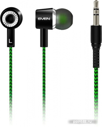 Купить Наушники вкладыши Sven E-107 1.2м черный/зеленый проводные в ушной раковине (SV-015404) в Липецке фото 2