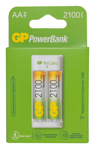 Купить Аккумулятор + зарядное устройство GP PowerBank E211210AAHC-2CRB2 AA/AAA NiMH 2100mAh (2шт) в Липецке