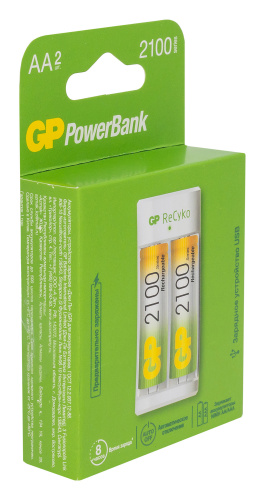 Купить Аккумулятор + зарядное устройство GP PowerBank E211210AAHC-2CRB2 AA/AAA NiMH 2100mAh (2шт) в Липецке фото 2