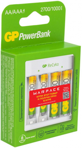 Купить Аккумулятор + зарядное устройство GP PowerBank Е411 AA/AAA NiMH 2700mAh (4шт) коробка в Липецке фото 2