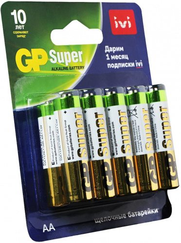 Купить Батарея GP Super Alkaline 15A/IVI-2CR10 AA (10шт) блистер в Липецке фото 3