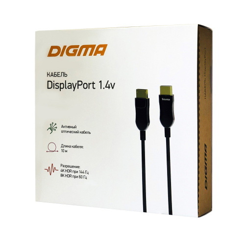 Купить Кабель аудио-видео Digma 1.4v AOC DisplayPort (m)/DisplayPort (m) 10м. Позолоченные контакты черный (BHP DP 1.4-10) в Липецке фото 3
