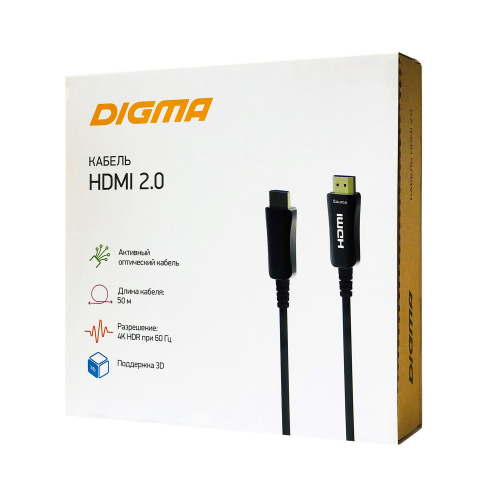 Купить Кабель аудио-видео Digma HDMI 2.0 AOC HDMI (m)/HDMI (m) 50м. Позолоченные контакты черный (BHP AOC 2.0-50) в Липецке фото 5
