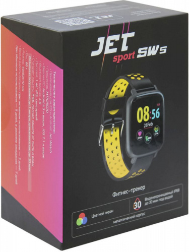 Смарт-часы Jet Sport SW-5 52мм 1.44 OLED черный (SW-5 YELLOW) в Липецке фото 6