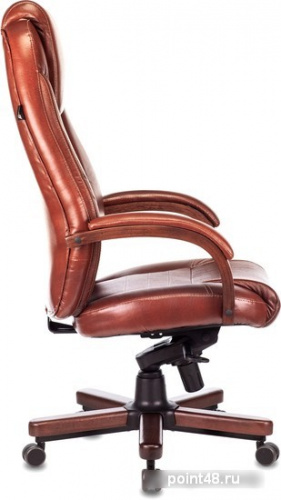 Кресло руководителя Бюрократ T-9923WALNUT светло-коричневый Leather Eichel кожа крестовина металл/дерево фото 3