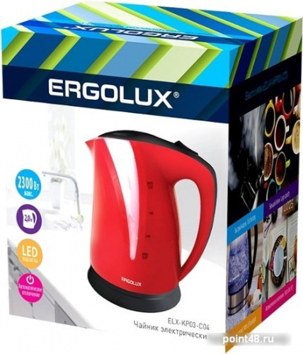 Купить Чайник ERGOLUX ELX-KP03-C04 красно-черный 2.0л в Липецке фото 2