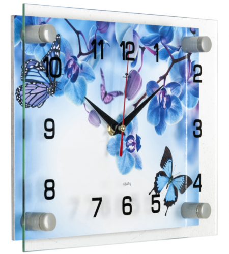 Купить Часы настенные 21 ВЕК 2026-1120 Фиолетовые орхидеи и бабочки в Липецке фото 2