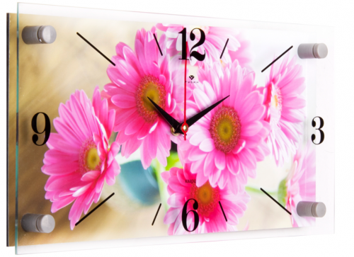 Купить Часы настенные 21 ВЕК 1939-737 Розовые хризантемы в Липецке фото 2