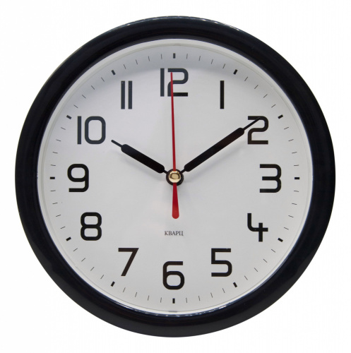 Купить Часы настенные аналоговые Бюрократ Alarm-R15P D15см черный/белый в Липецке
