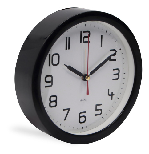 Купить Часы настенные аналоговые Бюрократ Alarm-R15P D15см черный/белый в Липецке фото 2