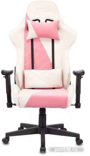 Кресло игровое Zombie VIKING X Fabric белый/розовый с подголов. крестовина пластик фото 2