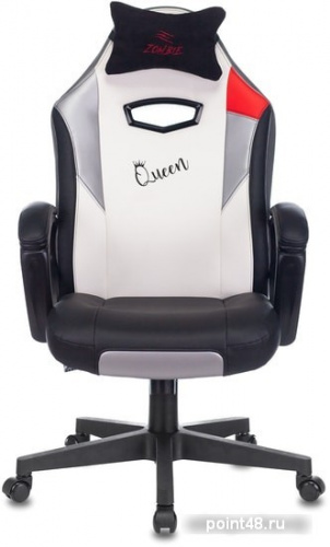Кресло игровое Zombie HERO QUEEN черный/белый эко.кожа с подголов. крестовина пластик фото 2