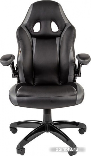 Кресло игровое Chairman Game 15, экокожа черная/серая, механизм качания фото 2