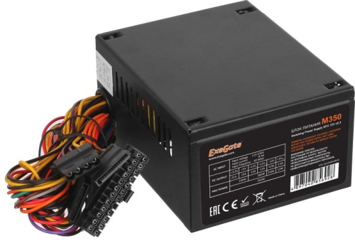 Блок питания 350W Exegate M350, SFX, black, 8cm fan, 24p+4p, 2*SATA, 1*IDE, FDD фото 2