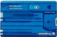 Купить Швейцарская карта Victorinox SwissCard Quattro (0.7222.T2) синий полупрозрачный коробка подарочная в Липецке