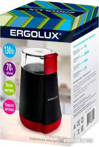 Купить Кофемолка ERGOLUX ELX-CG02-С43 черно-красная в Липецке фото 2