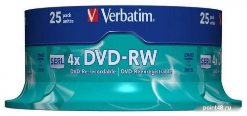 Купить Диск DVD-RW Verbatim 4.7Gb 4x Cake Box (25шт) (43639) в Липецке фото 2