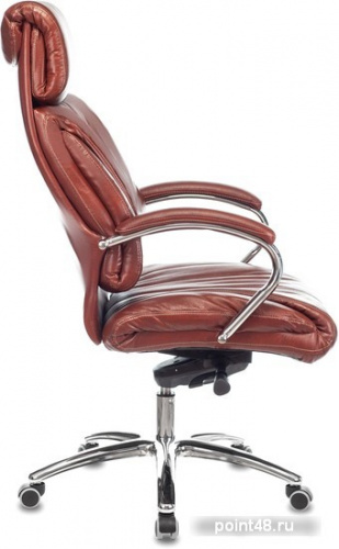 Кресло руководителя Бюрократ T-9904NSL светло-коричневый Leather Eichel кожа с подголов. крестовина металл хром фото 3