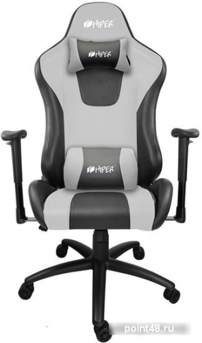 Игровое кресло HIPER HGS-104 чёрно-серое (кожа-PU, 2D подлокотник, газлифт класс 3) (HGS-104-BK/GREY) фото 2